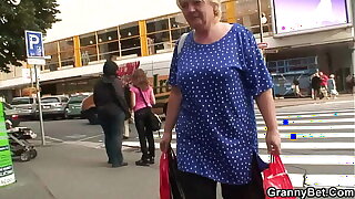 Huge Bristols blonde granny pleases young stranger