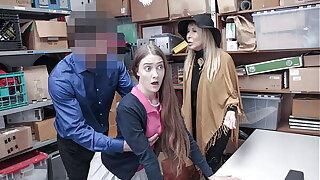Teen plus Her Granny Fucked by Perv Mall Officer for Stealing from Mall Accommodations - Fuckthief
